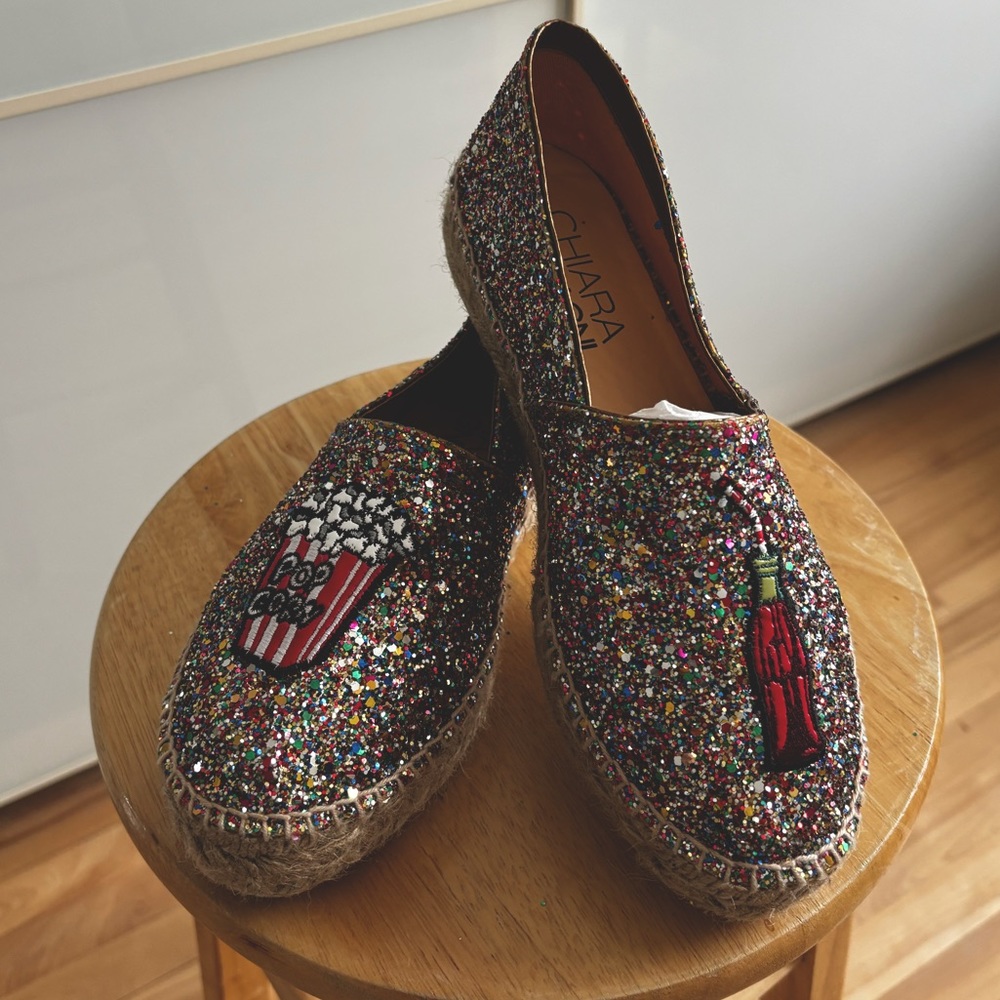 Chiara Ferragni Glitter Espadrille Size EU 39